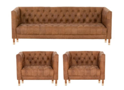Brown Velvet Chesterfield 2 Armchair Leather Modern Design Furniture Sofa Set Sofas new