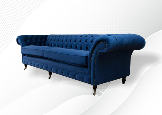 Blue e xxl Big Sofa Couch Chesterfield 265cm Upholstery Sofas 4 Seater