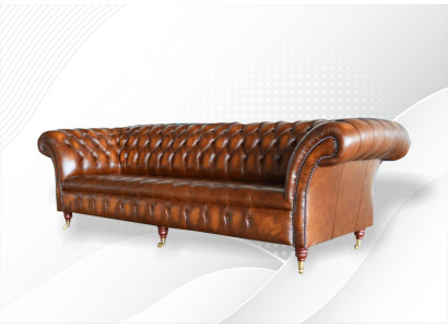 Brown Chesterfield Sofa Couch Upholstery Leather Couches Suite 4 Seater