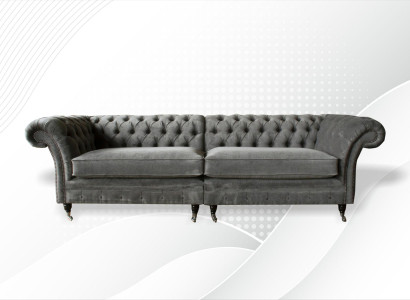XXL Chesterfield Sofa 4 Seater Couch Upholstery Seat Suite Textile Leather