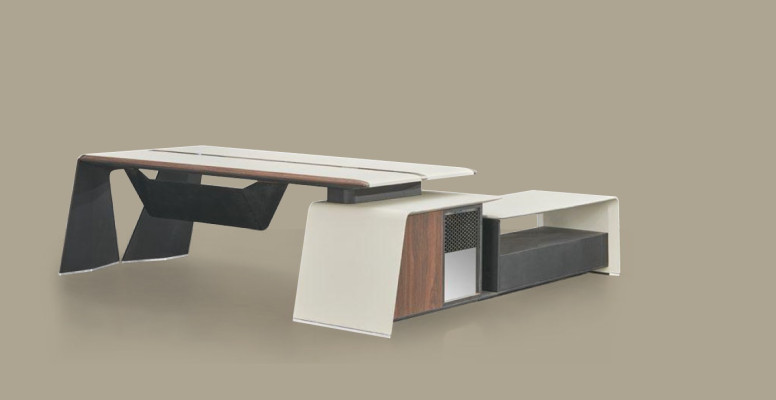 Design Office Desk Table Armchair Furnishings Corner Table with Chair 2pcs.