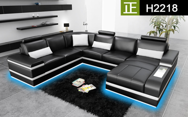 Corner sofa Leather sofa with USB Big XXL U-shape Living landscape Sofa Couch Suite LED