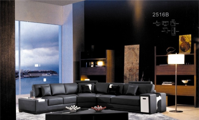 Modern Corner sofa Living landscape Couch Table Sideboard Sofa USB Corner suite 3-piece.