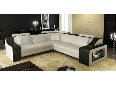 Corner sofa Leather Textile Sofa Couch USB Upholstery Living landscape L Suite Seat new