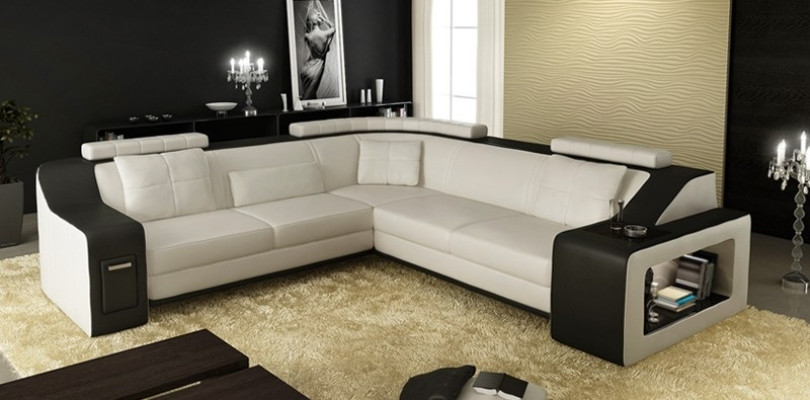 Corner sofa Leather Textile Sofa with USB Upholstery Living landscape L Suite Seat Isching