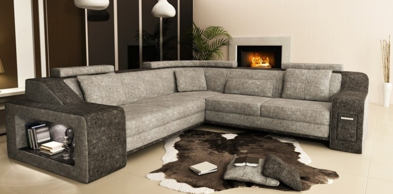 Corner sofa Leather Textile Sofa with USB,Upholstery Living landscape L Suite Seat Isching