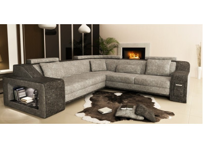 Corner sofa Leather Textile Sofa with USB,Upholstery Living landscape L Suite Seat Isching