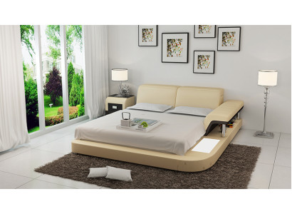 Design Bed XXL Big Beds Leather Hotel Upholstery 180x200 Multifunction Shelf USB