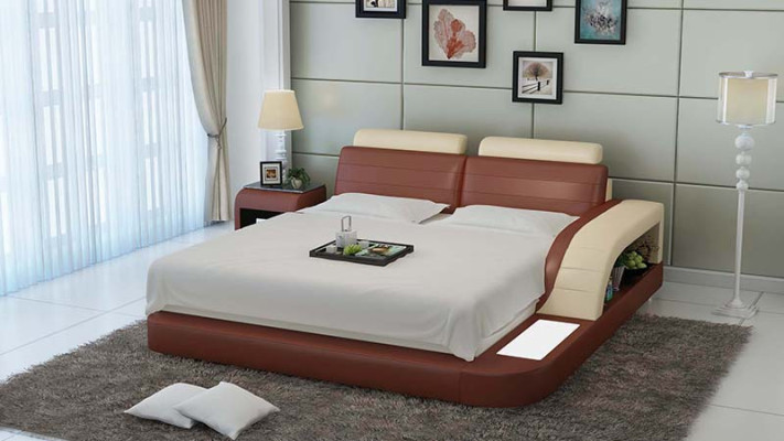 Modern Bedroom Bed High Quality Design Beds Upholstery Multifunction +USB
