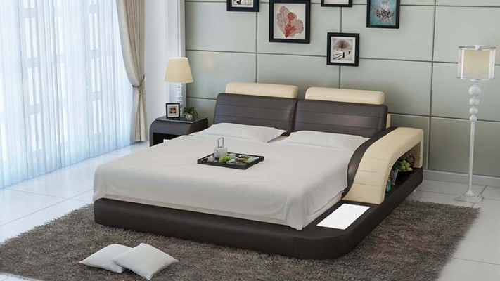 Modern Bedroom Bed High Quality Design Beds Upholstery Multifunction +USB