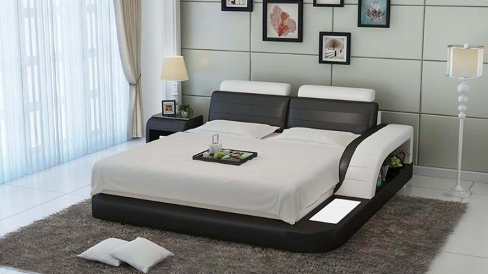 Modern Bedroom Bed High Quality Design Beds Upholstery Multifunction +USB