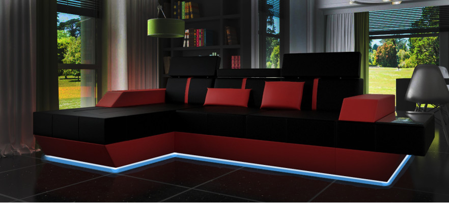 Leather sofa Living landscape Couch Sofa Corner sofa USB Leather Upholstery made to measure