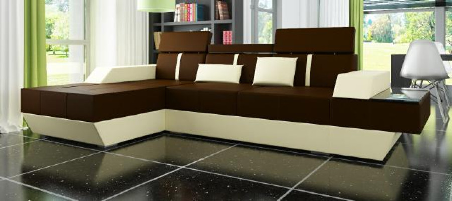 Leather sofa Living landscape Couch Sofa Corner sofa with USB, Leather couch Upholstery Corner