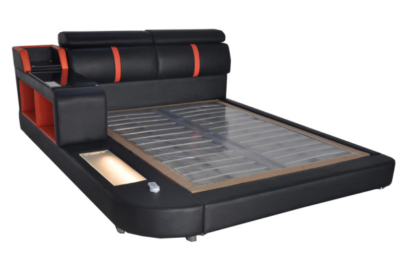 Design Luxury Bed Upholstery Marriage Hotel Beds with USB Leather 140/160/180/200