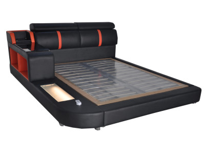 Design Luxury Bed Upholstery Marriage Hotel Beds with USB Leather 140/160/180/200