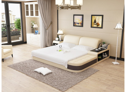 Design Upholstery Double Bed Modern Bedroom Beds 200x210cm + USB & Shelf