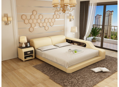 Design Upholstery Double Bed Modern Beds Bedroom 200x210cm with USB & Shelf