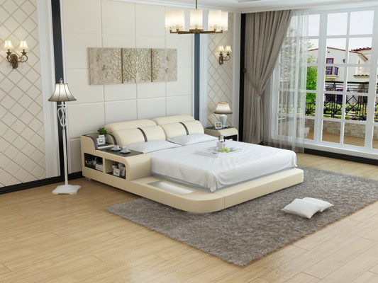 Leather Bed with USB,Luxury Upholstery Beds Double Modern Marriage 140/160/180 LB8821
