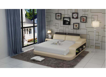 Design Upholstery Double Bed Modern Beds Bedroom with USB & Shelf 180x200cm