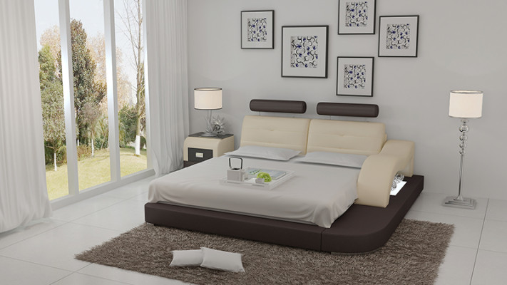 Design Bed XXL Big Beds Hotel Upholstery 160x200 Multifunction Shelf USB Leather