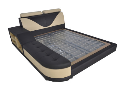 Design Multifunction Bed XXL Big Beds Leather Hotel Upholstery 180x200 Shelf USB