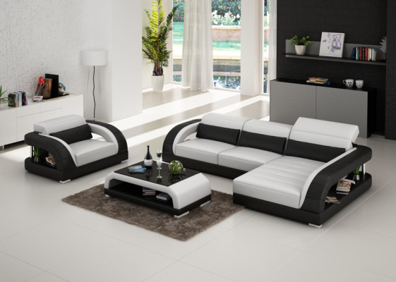 Leather sofa Couch Living landscape Corner sofa Armchair Set Suite Design Sofa