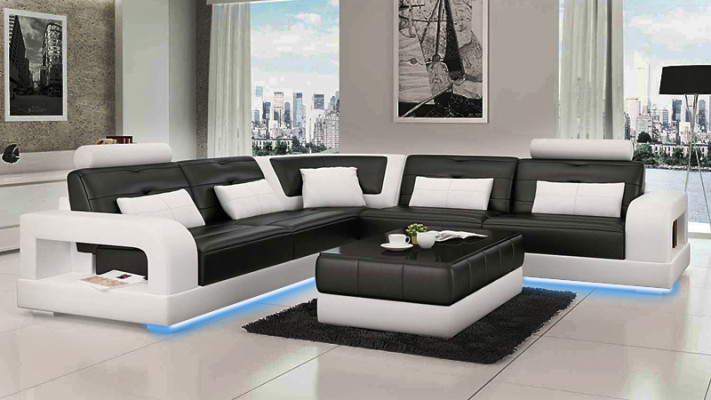 LEATHER SOFA SOFA Corner sofa Corner sofa Sofa set DESIGNER COUCH Living landscape