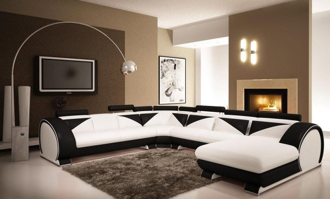 Leather sofa U-shape with USB Corner sofa Upholstery Sofa Leather Couch Seat Eck Suite Corner