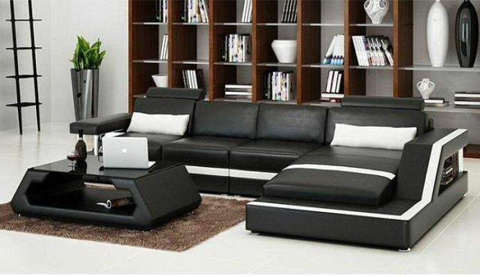 LEATHER SOFA XXL Leather Suite Corner sofa Upholstery Living landscape Suite L-shape HH4