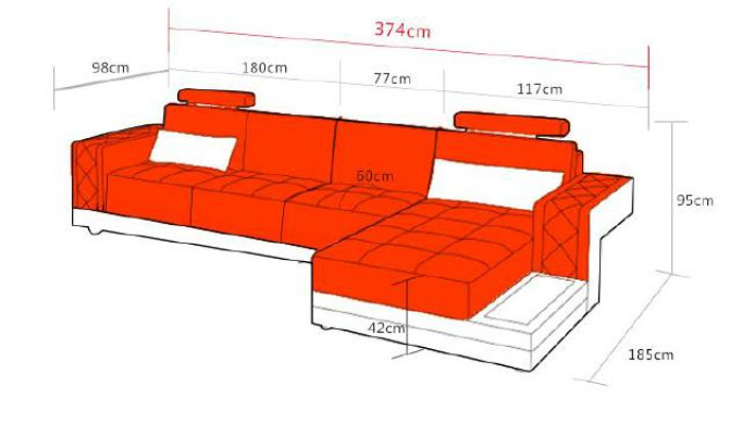 Corner sofa Leather sofa Big XXL U-shape Living landscape Sofa Couch Suite new H2211B