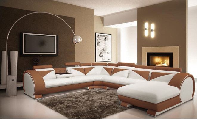 Leather sofa U-shape with USB Corner sofa Upholstery Sofa Leather Couch Seat Eck Suite Corner