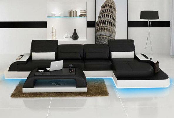 Living landscape Upholstery Corner Corner Sofa Couch Suite Landscape Leather