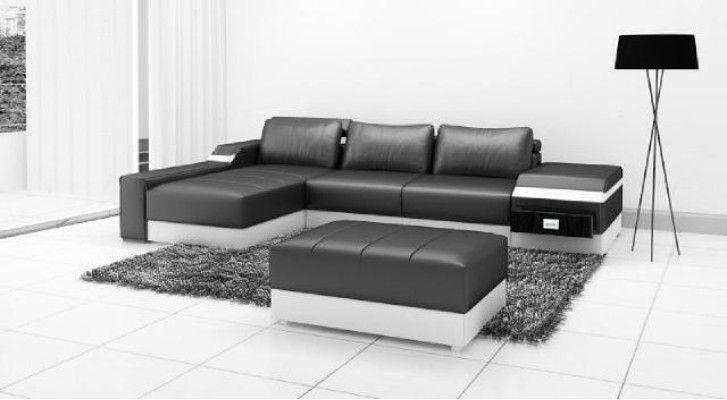 Corner sofa Corner Sofa Couch Upholstery Leather Suite Living landscape Chaise lounge Sofas