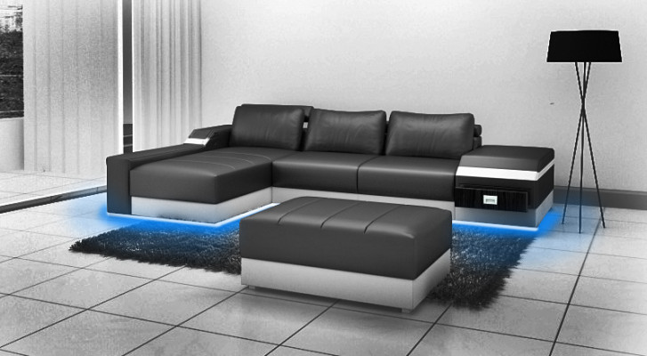 Corner sofa Corner Sofa Couch Upholstery Leather Suite Living landscape Chaise lounge Sofas