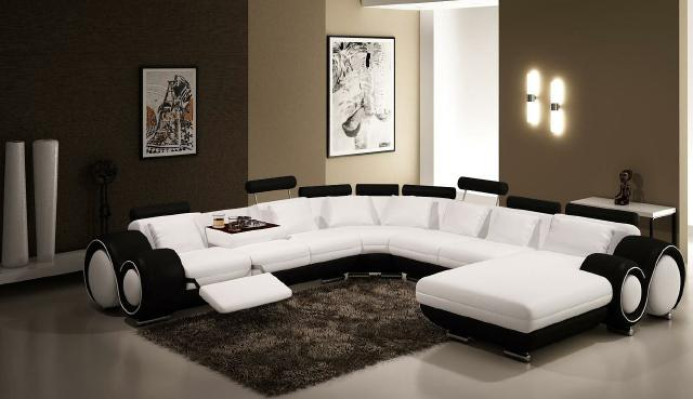 Leather Sofa with USB Couch XXL Living landscape Leather couch Big Sofa Corner sofa