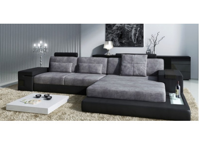 L-shape Living landscape Couch Big XXL Sofa Leather Upholstery Corner Suite Fabric Textile