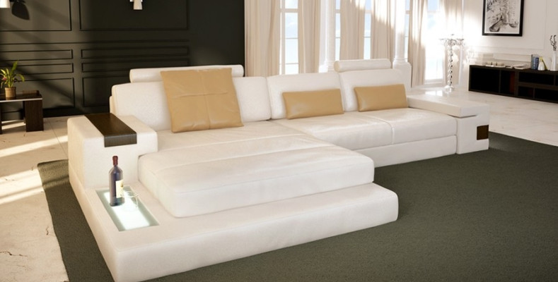L-shape Living landscape Couch Big XXL Sofa Leather Upholstery Corner Suite Fabric Textile