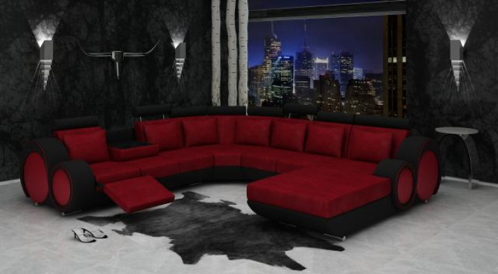 Textile Sofa with USB XXL Living landscape Fabric Couch Big Sofa Upholstery Corner sofa new