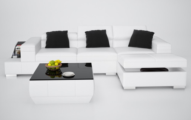 Leather sofa Sofa with USB Living landscape Corner sofa Eck Suite Design Modern K5006D