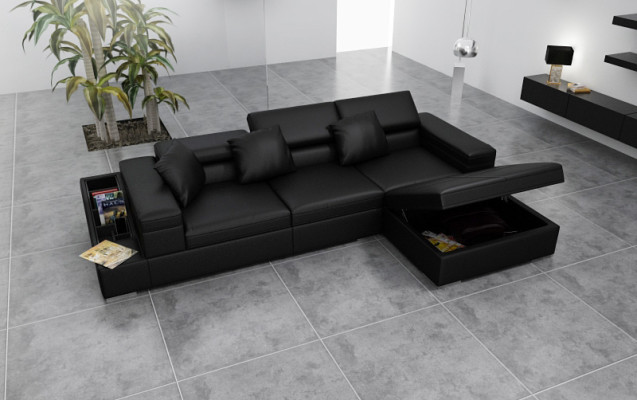 Leather sofa Sofa with USB Living landscape Corner sofa Eck Suite Design Modern K5006D