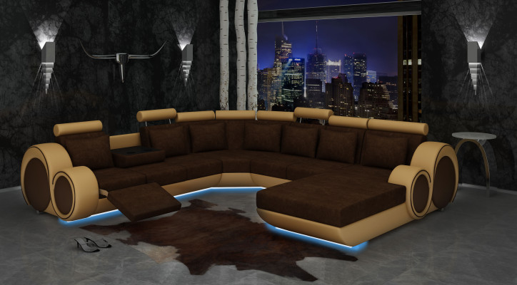 Textile Sofa with USB XXL Living landscape Fabric Couch Big Sofa Upholstery Corner sofa new