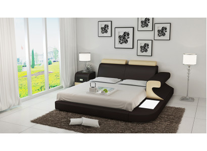 Design Upholstery Double Bed Modern Beds Bedroom with USB & Shelf 180x200cm