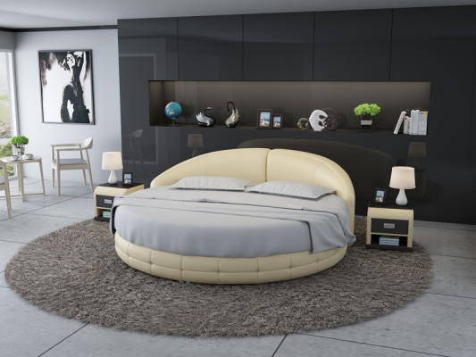 Design Round Bed Upholstered bed Luxury bed Double bed USB Beds Round