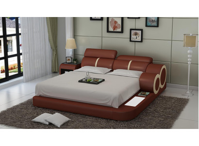 Design Bed XXL Big Beds Leather Upholstery Hotel 160x200cm Multifunction Shelf USB