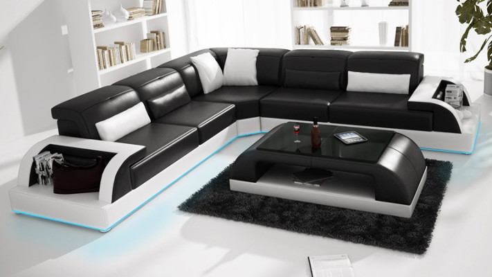 Leather sofa couch living landscape corner sofa corner modern decor suite design