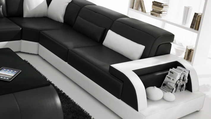 Leather sofa couch living landscape corner sofa corner modern decor suite design