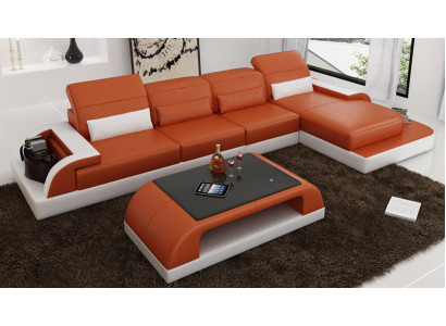 Leather sofa Couch Living landscape Corner sofa Corner Suite Design Modern Sofa L6012C