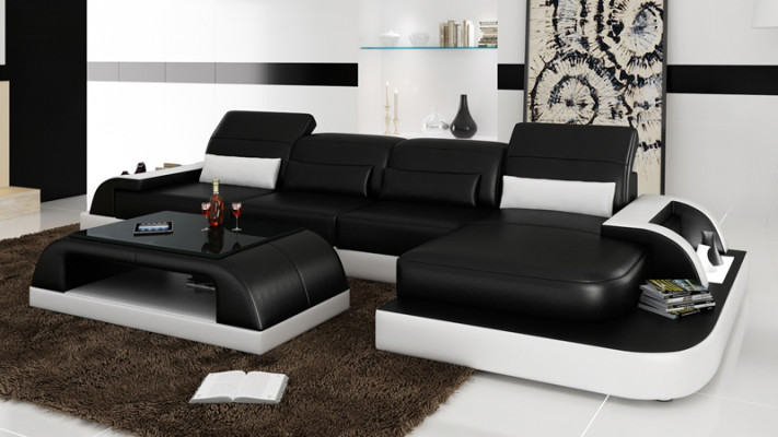 Leather sofa Couch Living landscape Corner sofa Corner Suite Design Modern Sofa L6012C
