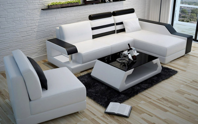 Leather sofa couch living landscape corner sofa corner decor design modern suite
