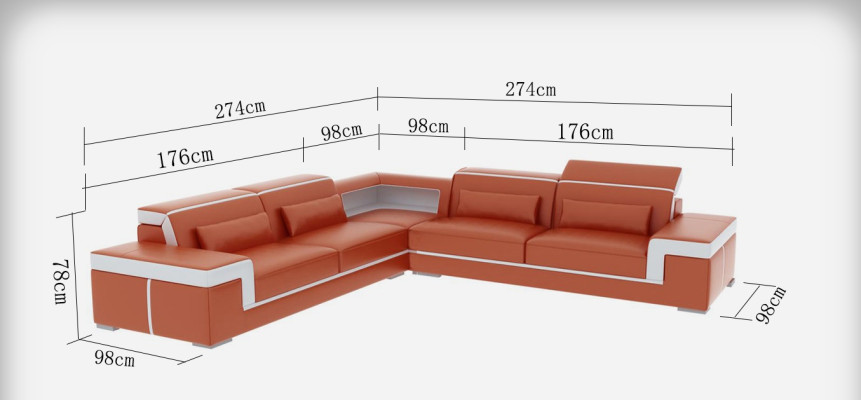 Leather sofa Couch Living landscape Corner sofa Corner Suite Design Modern Sofa G8020B
